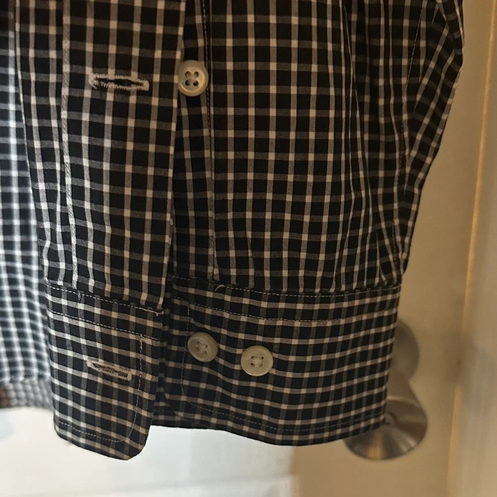 Ralph Lauren Mens Custom Fit Gingham Check Button Down Shirt Black 17.5 X 34/35